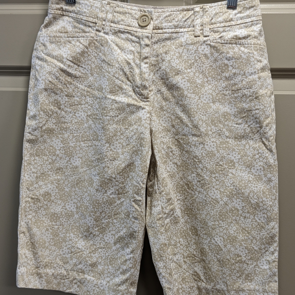 Counterparts Tan/White Floral Cotton Blend Bermuda Shorts - 6P